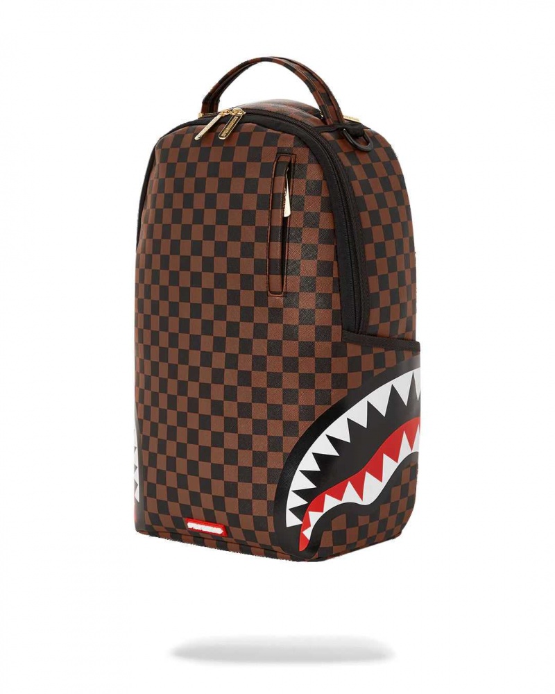 Sprayground Backpack SIP SIDE SHARKS DLXSV BACKPACK Brown | XBSGQ5216