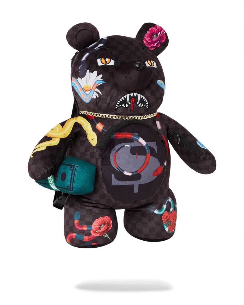 Sprayground Backpack SNAKES ON A BAG TEDDY BEAR Black | GWHXJ8351