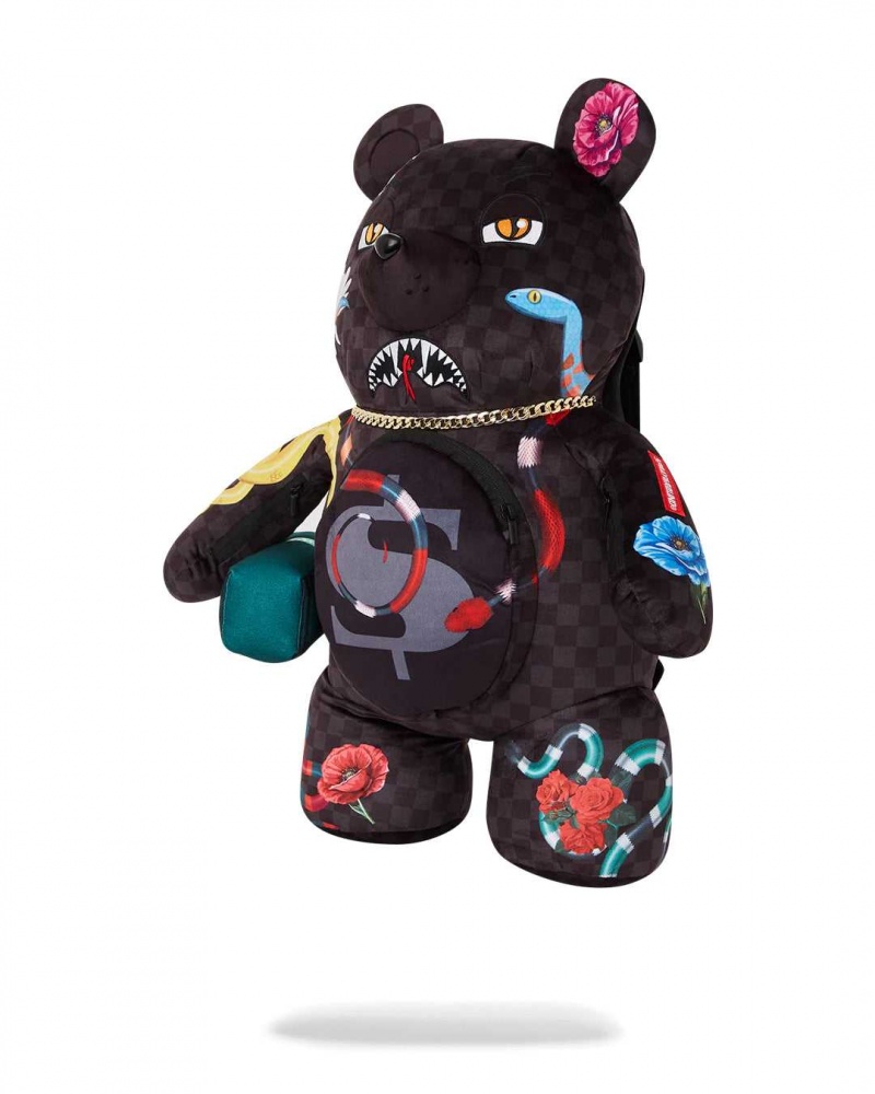 Sprayground Backpack SNAKES ON A BAG TEDDY BEAR Black | GWHXJ8351