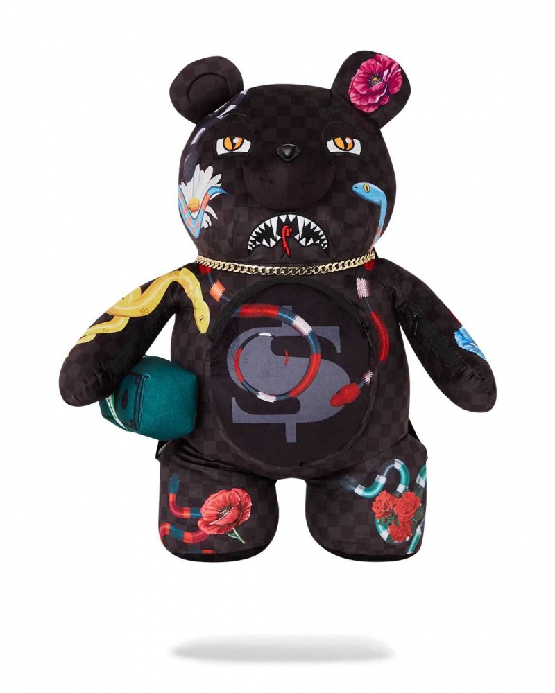 Sprayground Backpack SNAKES ON A BAG TEDDY BEAR Black | GWHXJ8351