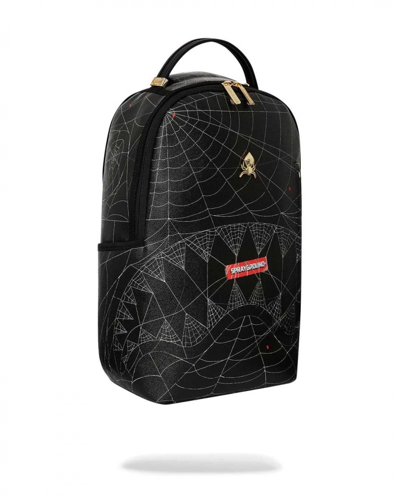 Sprayground Backpack SPIDER WEB SHARKMOUTH DLXSV BACKPACK Black | EPBIH9341