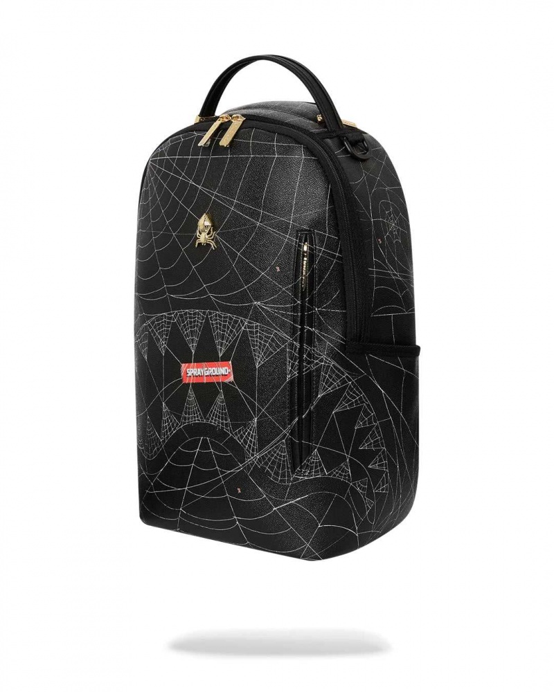 Sprayground Backpack SPIDER WEB SHARKMOUTH DLXSV BACKPACK Black | EPBIH9341