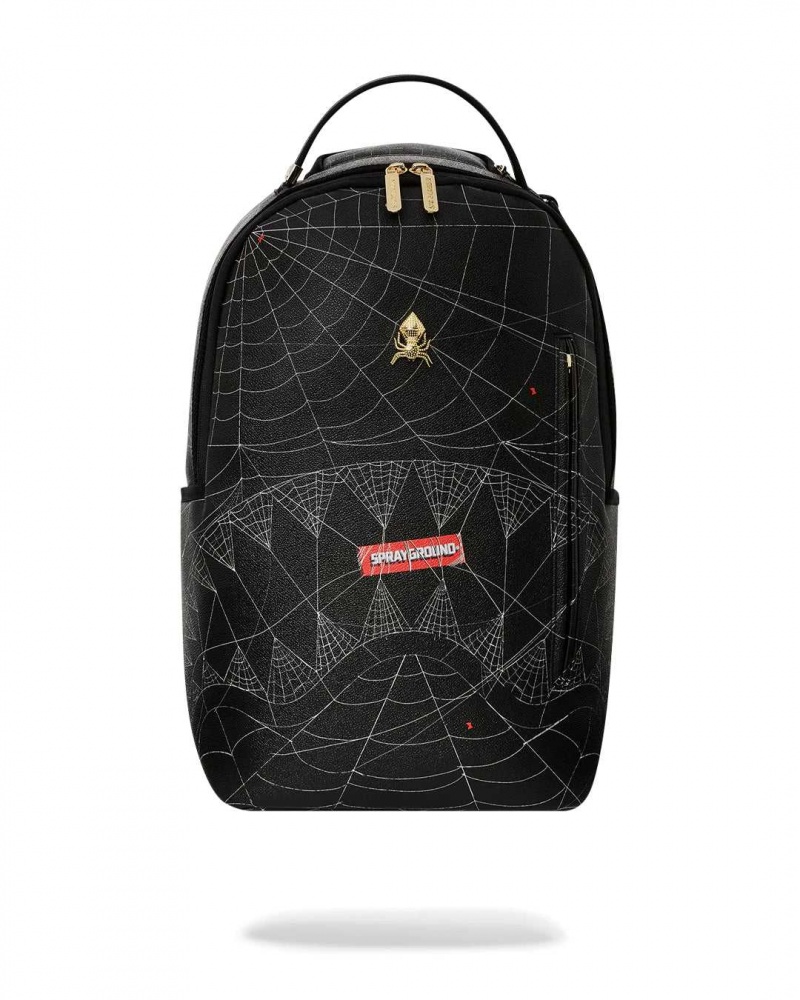 Sprayground Backpack SPIDER WEB SHARKMOUTH DLXSV BACKPACK Black | EPBIH9341