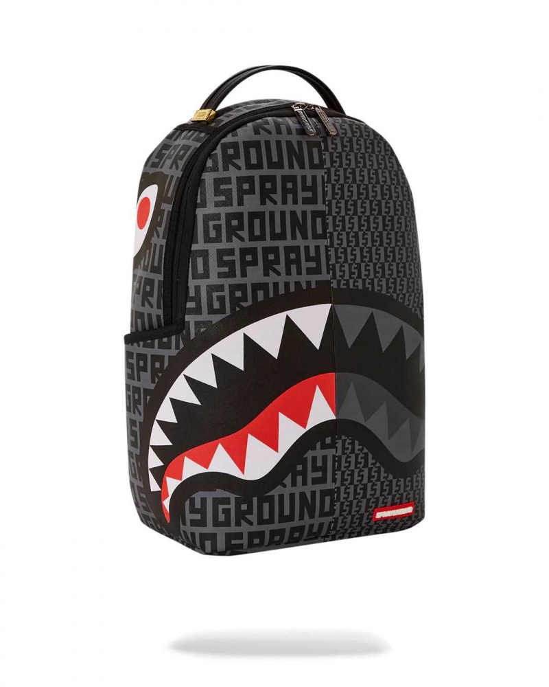 Sprayground Backpack SPLIT INFINITY CHECK IN BACKPACK Grey Black | CNKIP2015