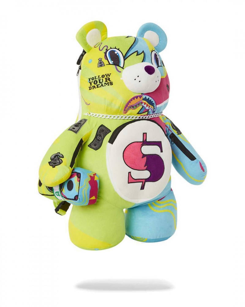 Sprayground Backpack SPLIT WEIRD BEAR BACKPACK Green | HZAQI0713