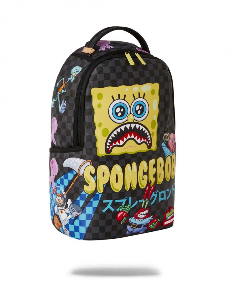 Sprayground Backpack SPONGE BOB BUBBLE CHECKERED 02 DLXR BACKPACK Black | YOHFL2543