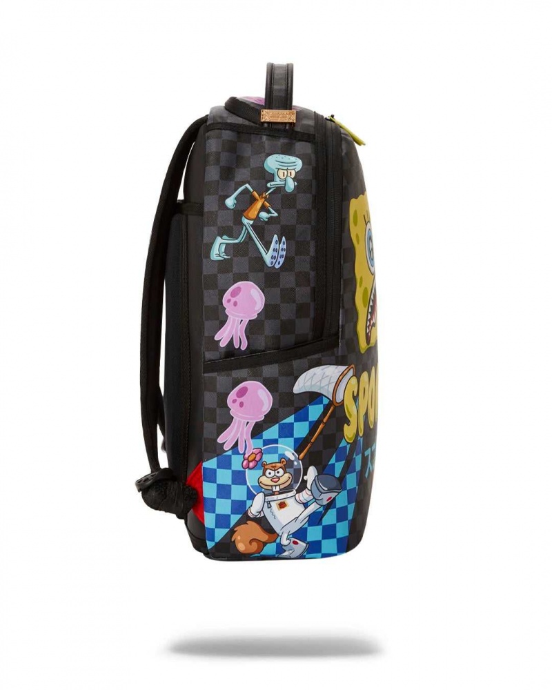 Sprayground Backpack SPONGE BOB BUBBLE CHECKERED 02 DLXR BACKPACK Black | YOHFL2543