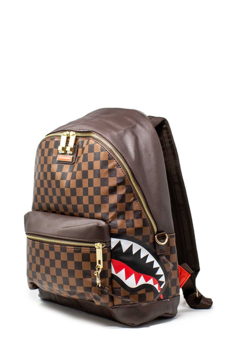 Sprayground Backpack Side Sharks In Paris Brown | VDJXQ0916