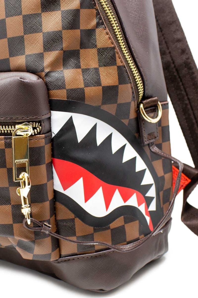 Sprayground Backpack Side Sharks In Paris Brown | VDJXQ0916