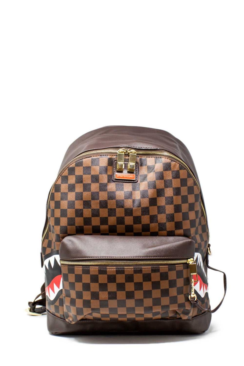 Sprayground Backpack Side Sharks In Paris Brown | VDJXQ0916