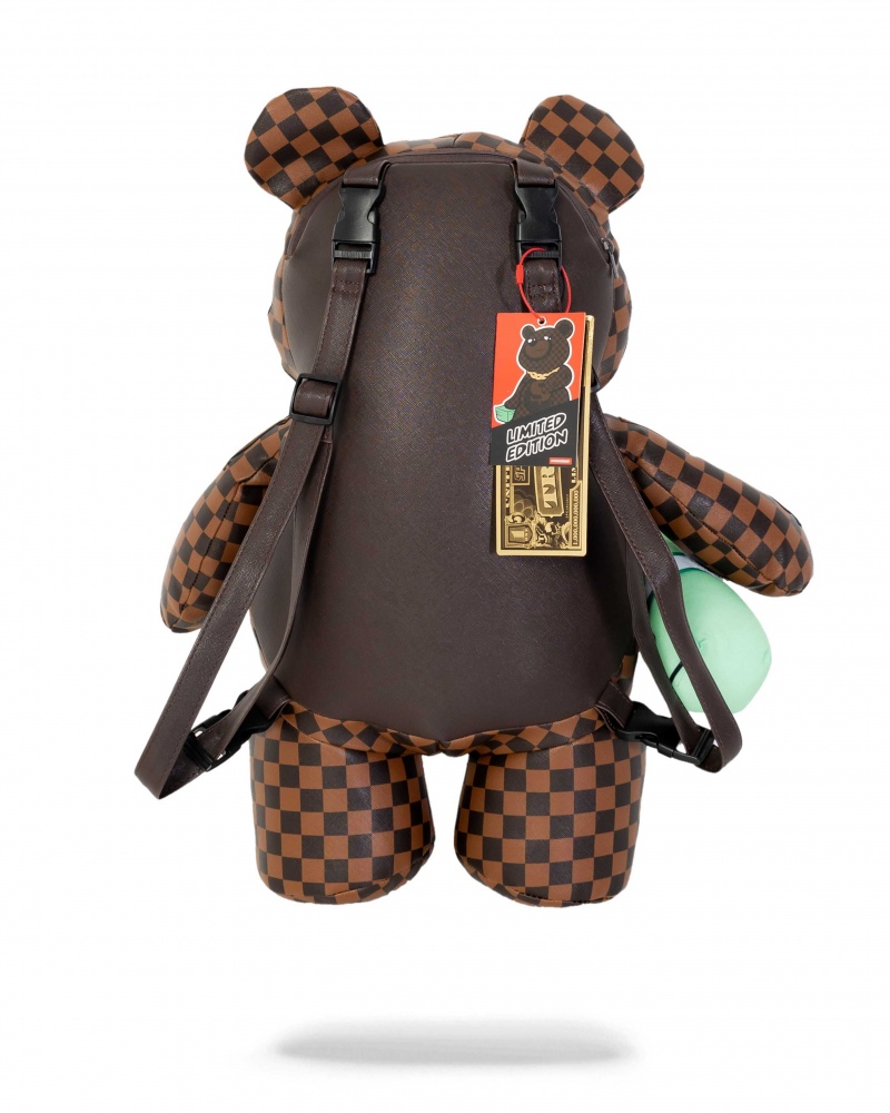 Sprayground Backpack TEDDYBEAR CHECKERED Brown | KRZYT3058