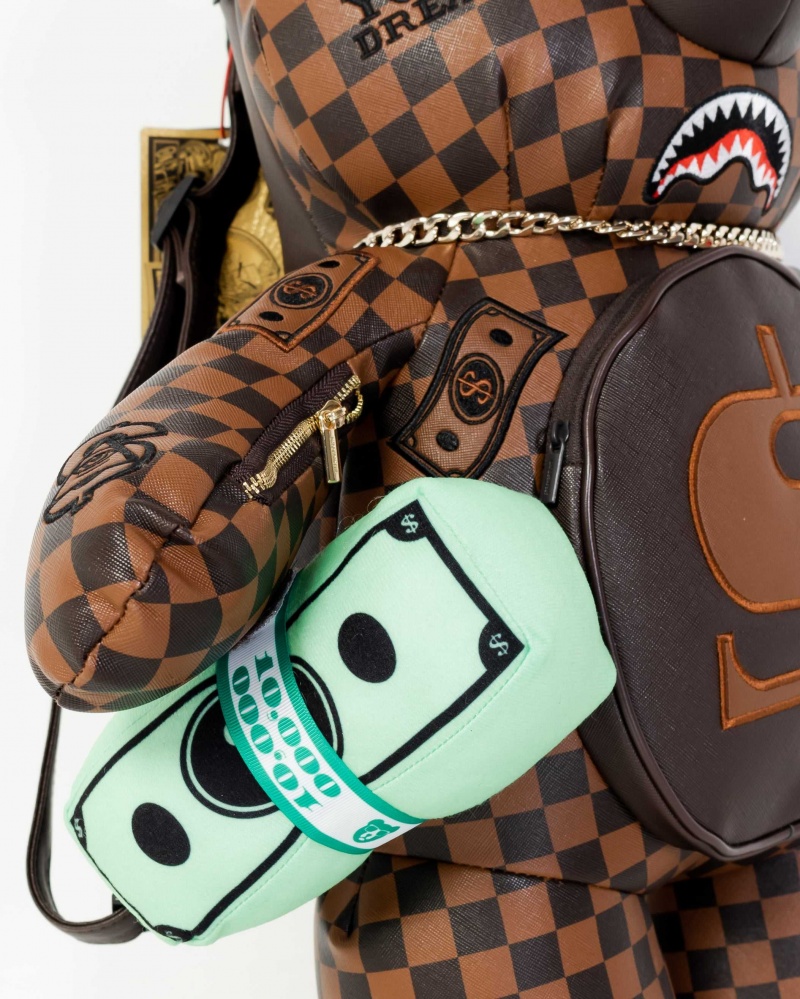 Sprayground Backpack TEDDYBEAR CHECKERED Brown | KRZYT3058