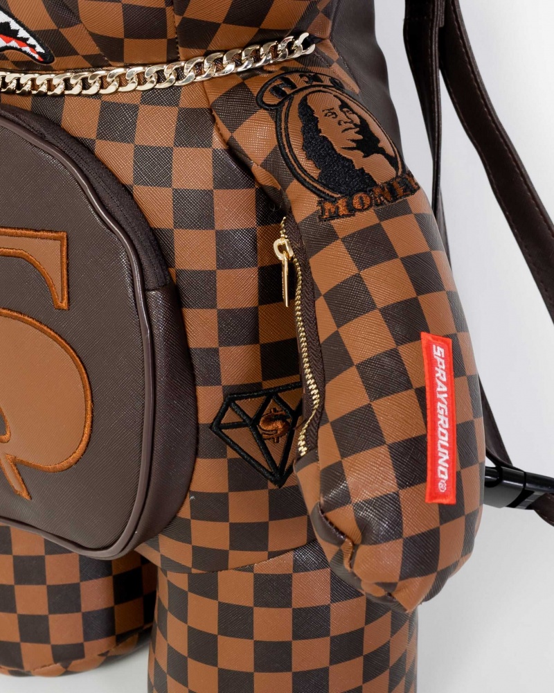 Sprayground Backpack TEDDYBEAR CHECKERED Brown | KRZYT3058