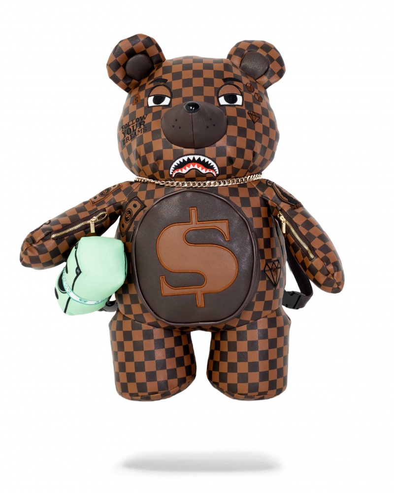 Sprayground Backpack TEDDYBEAR CHECKERED Brown | KRZYT3058