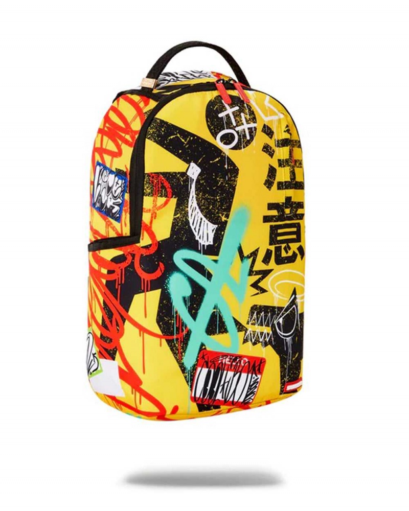 Sprayground Backpack TRASH DOG BITE Yellow | BIJRQ9738