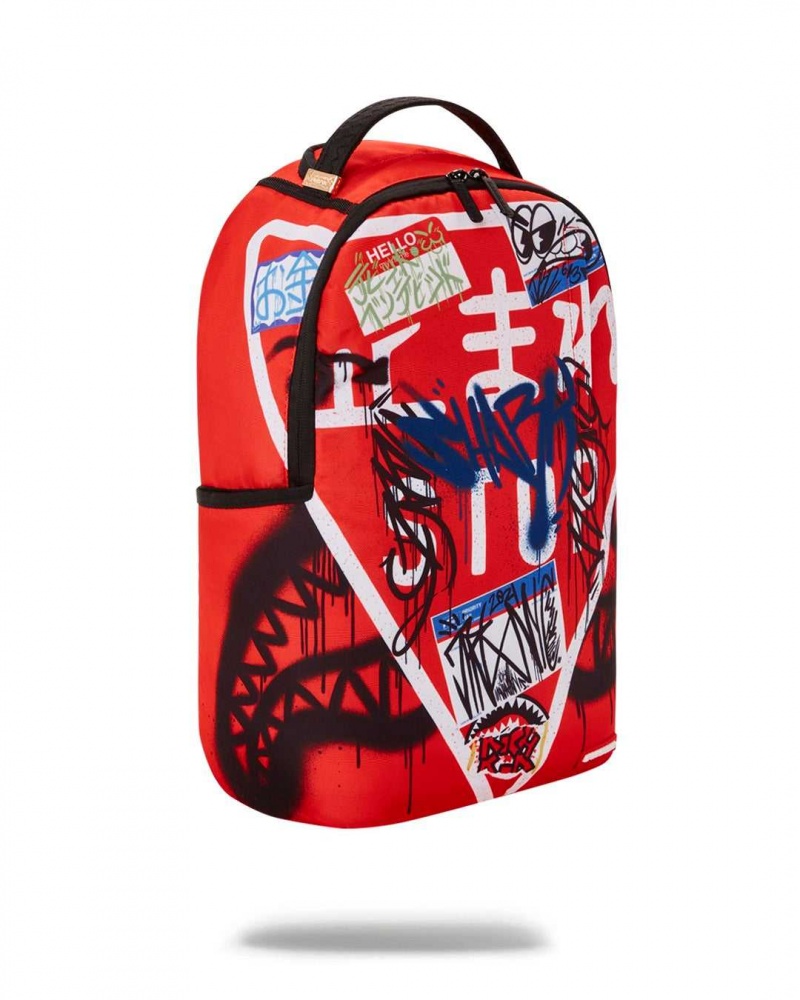 Sprayground Backpack TRASH JAPANESE STOP SIGN Red | FERXI0231