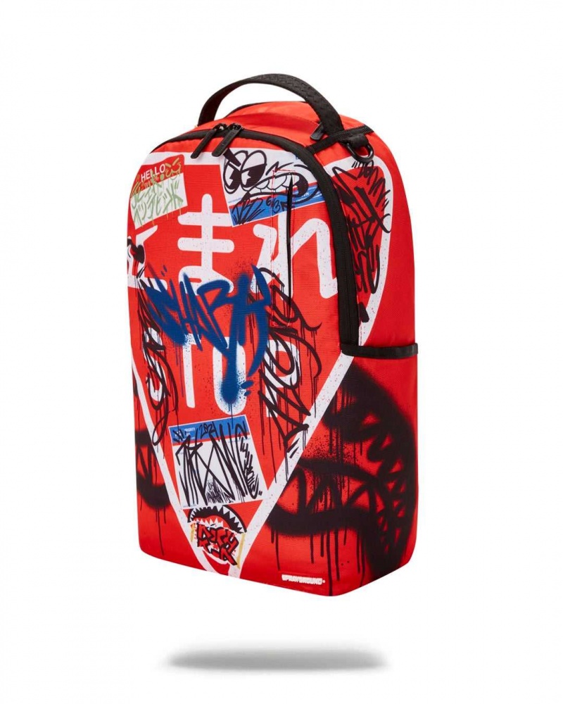 Sprayground Backpack TRASH JAPANESE STOP SIGN Red | FERXI0231