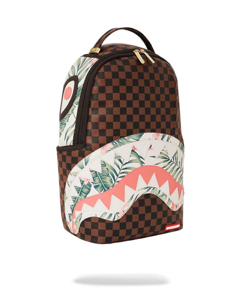 Sprayground Backpack TROPICAL FLORAL SIP BACKPACK Brown | NLOBK6354