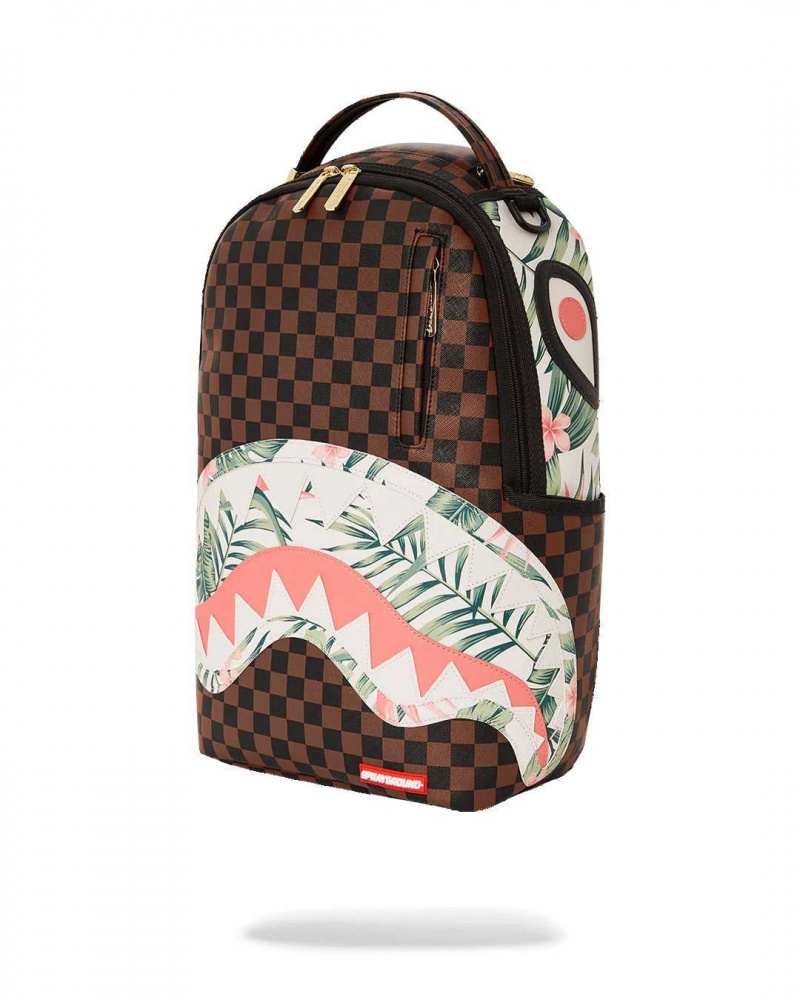 Sprayground Backpack TROPICAL FLORAL SIP BACKPACK Brown | NLOBK6354