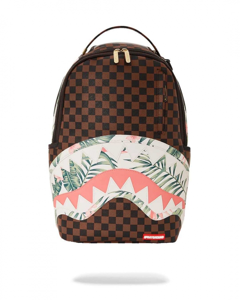 Sprayground Backpack TROPICAL FLORAL SIP BACKPACK Brown | NLOBK6354