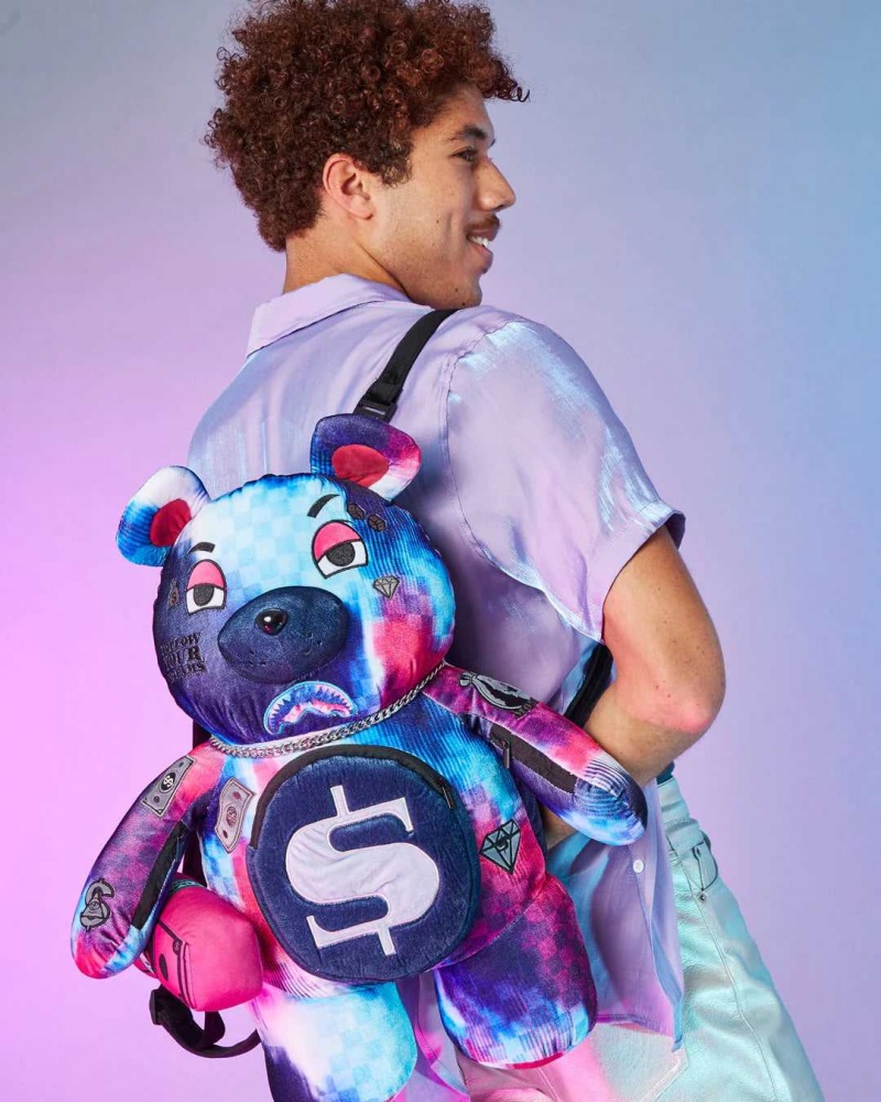 Sprayground Backpack TYE CHECK TEDDY BEAR Purple | ZYPAJ8431