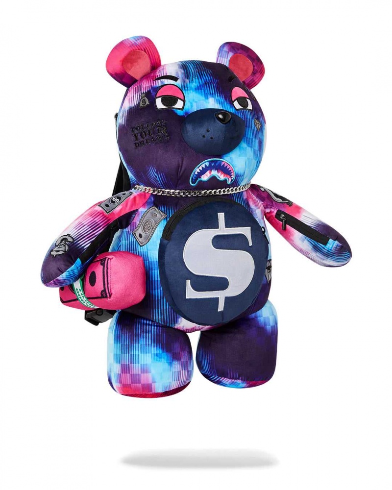 Sprayground Backpack TYE CHECK TEDDY BEAR Purple | ZYPAJ8431