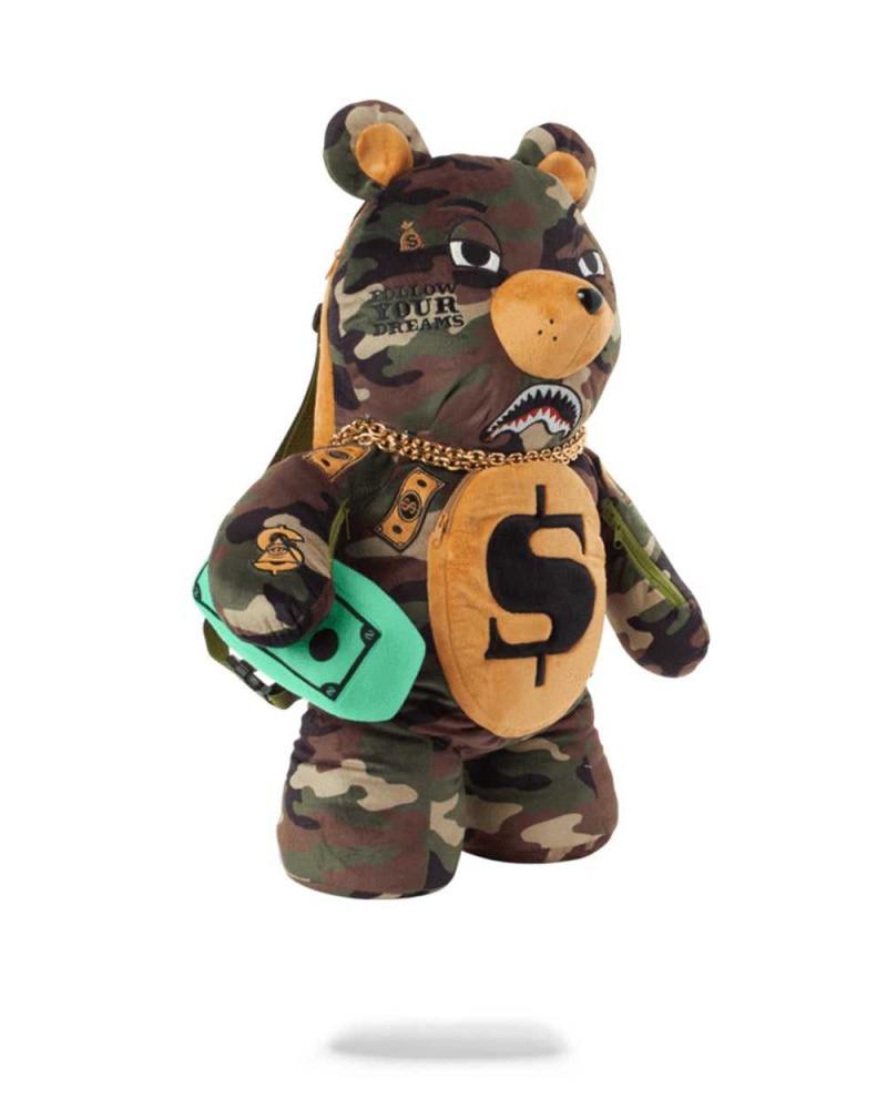 Sprayground Backpack Teddy Money Bear Green | QFDAS1526