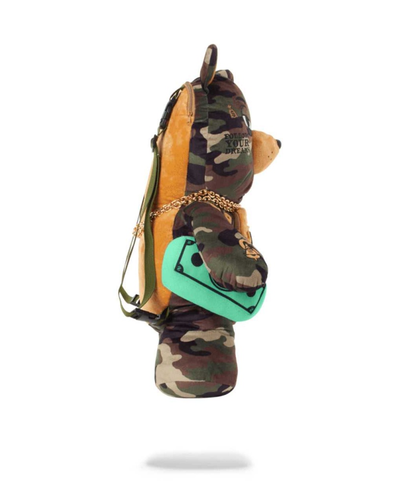 Sprayground Backpack Teddy Money Bear Green | QFDAS1526