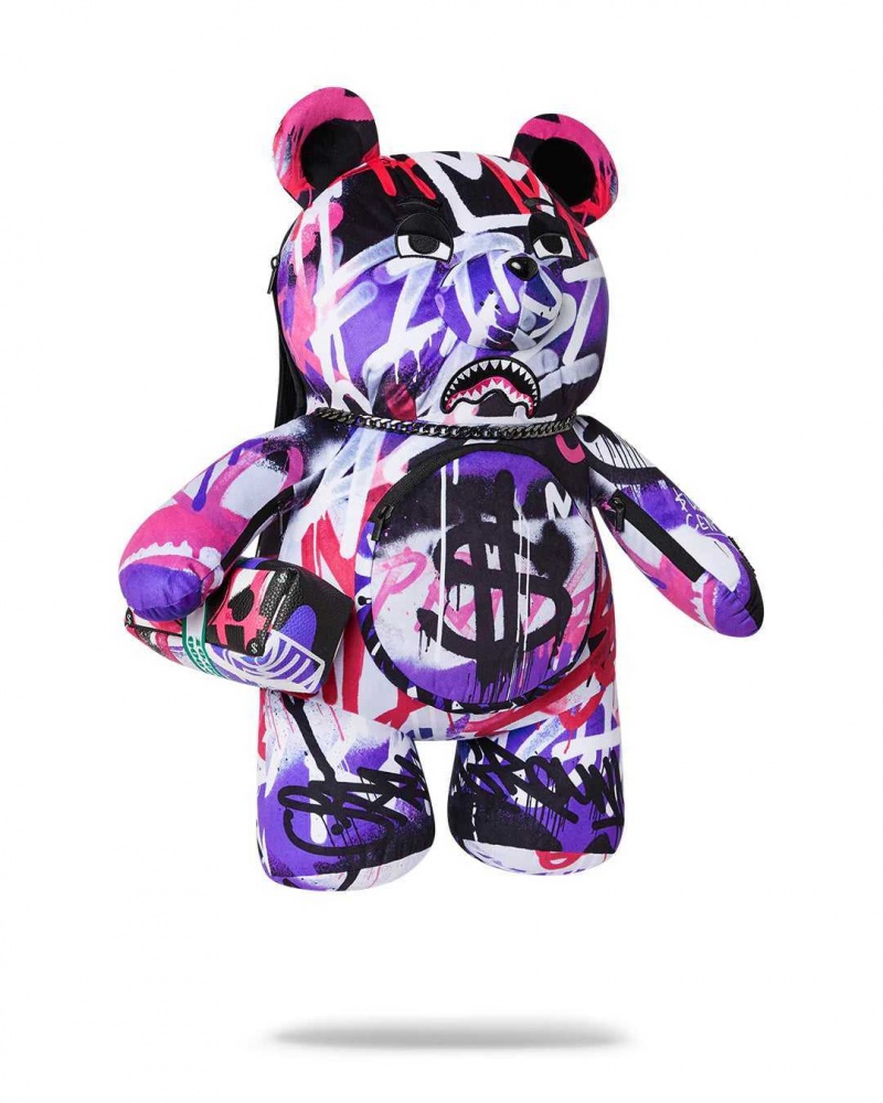 Sprayground Backpack VANDAL COUTURE TEDDY BEAR Purple | CTHEN9504