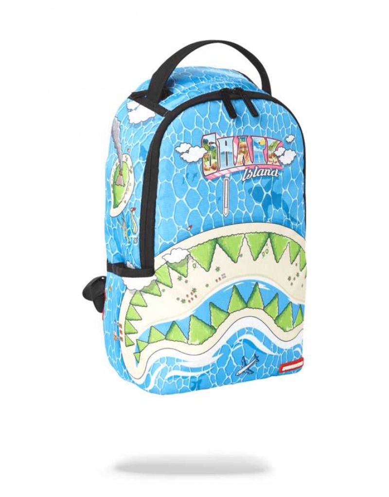 Sprayground Backpack WELCOME TO SHARK ISLAND Blue | RJXPG6280