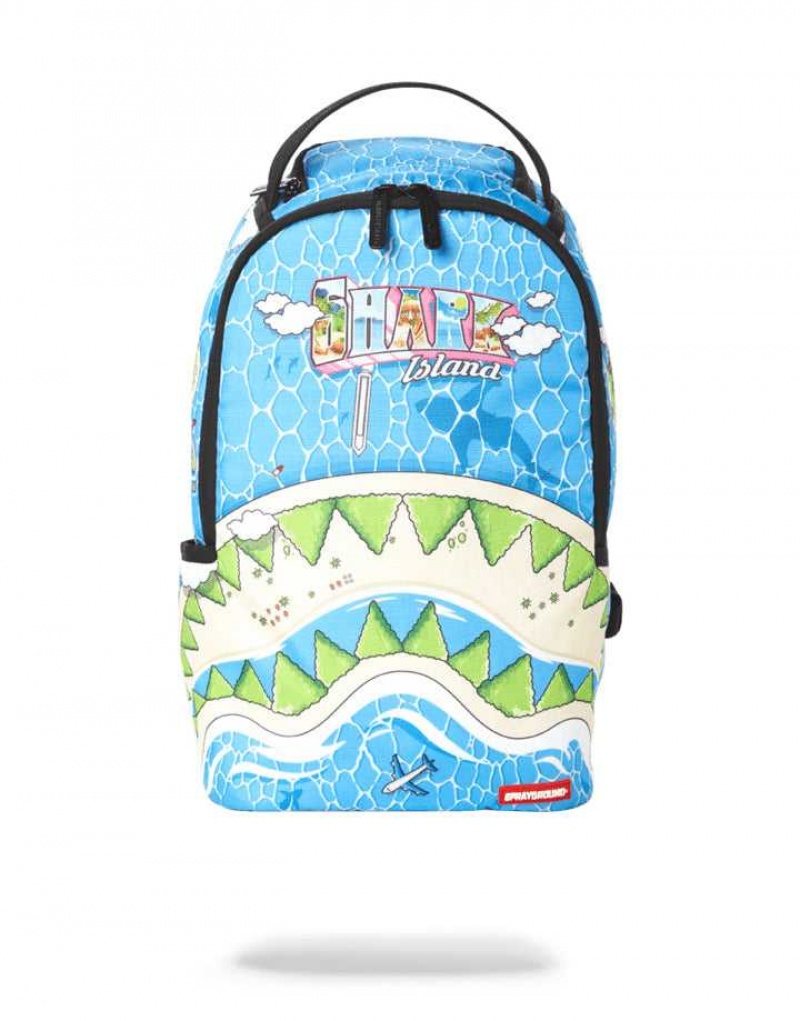 Sprayground Backpack WELCOME TO SHARK ISLAND Blue | RJXPG6280