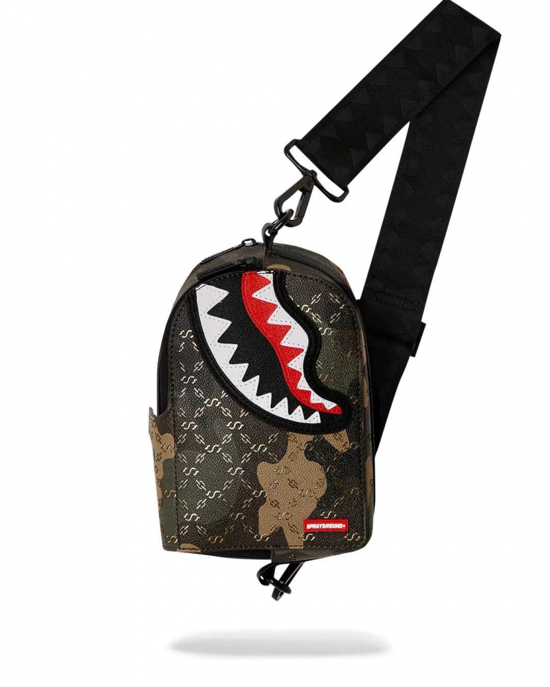 Sprayground Backpack $ PATTERN OVER SLING BACKPACK Camo Green | XRWLS6105