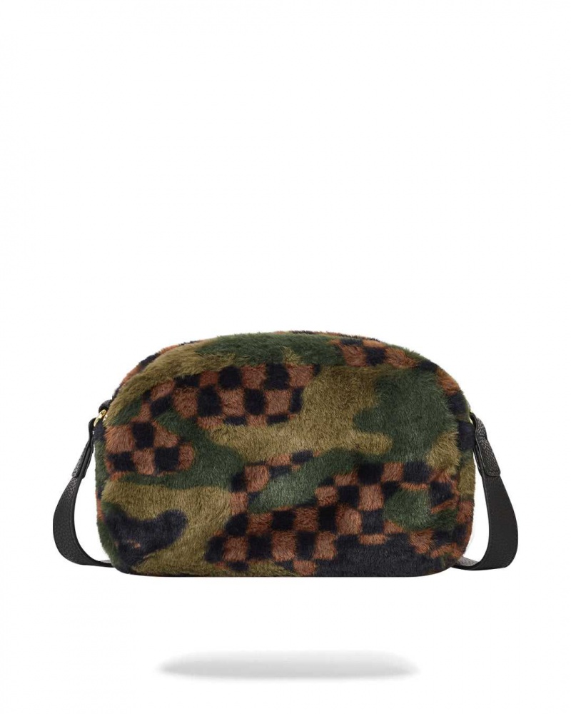 Sprayground Bag 3AM FUR BRICK SLING Green Dark Red Green | DLQNE6904