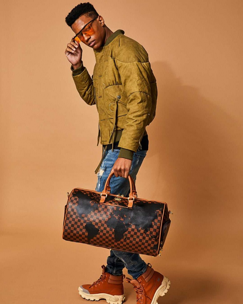 Sprayground Bag AI GLOBE DUFFLE Brown | BUNPO1957