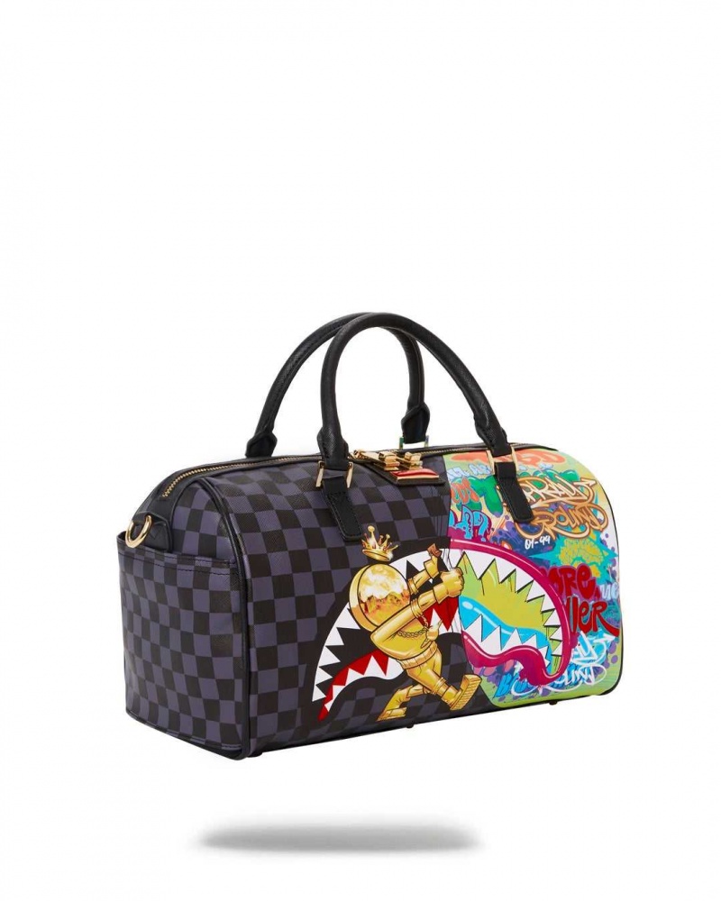 Sprayground Bag ASTRO CHECKERED REVEAL DUFFLE Gold Black | OHKLD7205