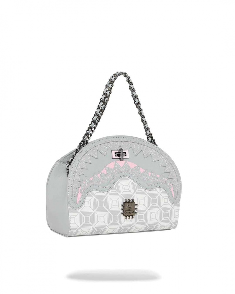 Sprayground Bag Ai STUNNA SHARK HANDBAG Cream Dark Grey | FHORU8075