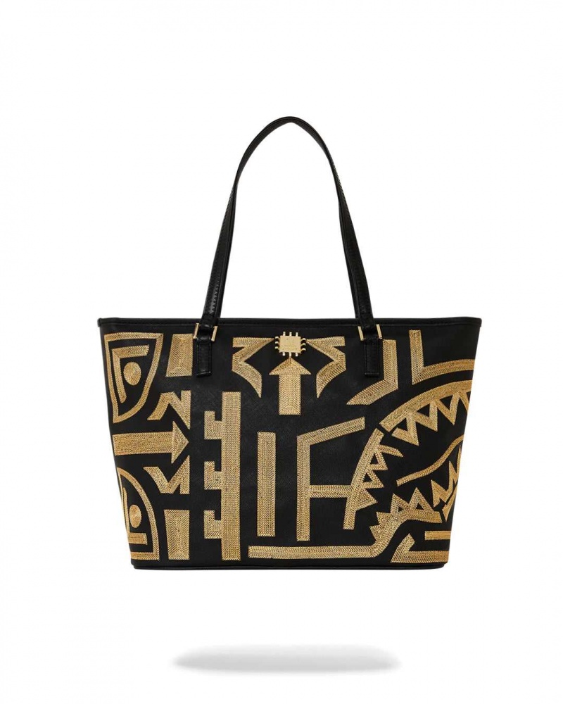 Sprayground Bag Ai TRIBAL TOTE Gold | LHYWJ7869