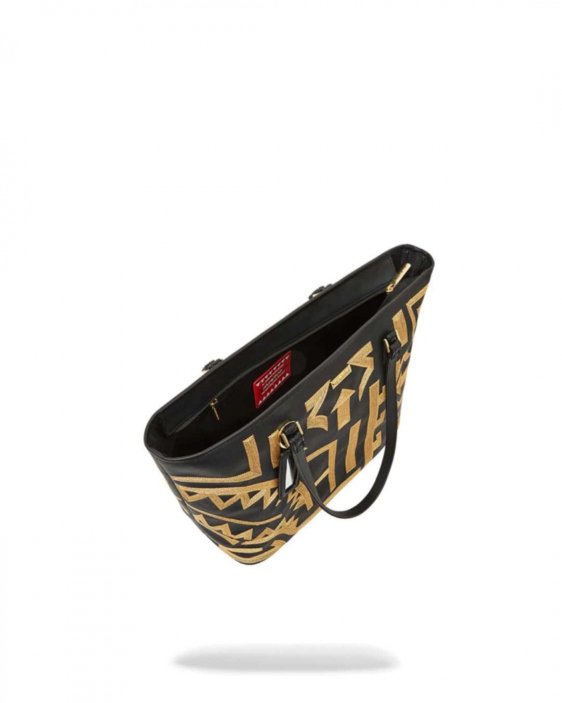 Sprayground Bag Ai TRIBAL TOTE Gold | LHYWJ7869