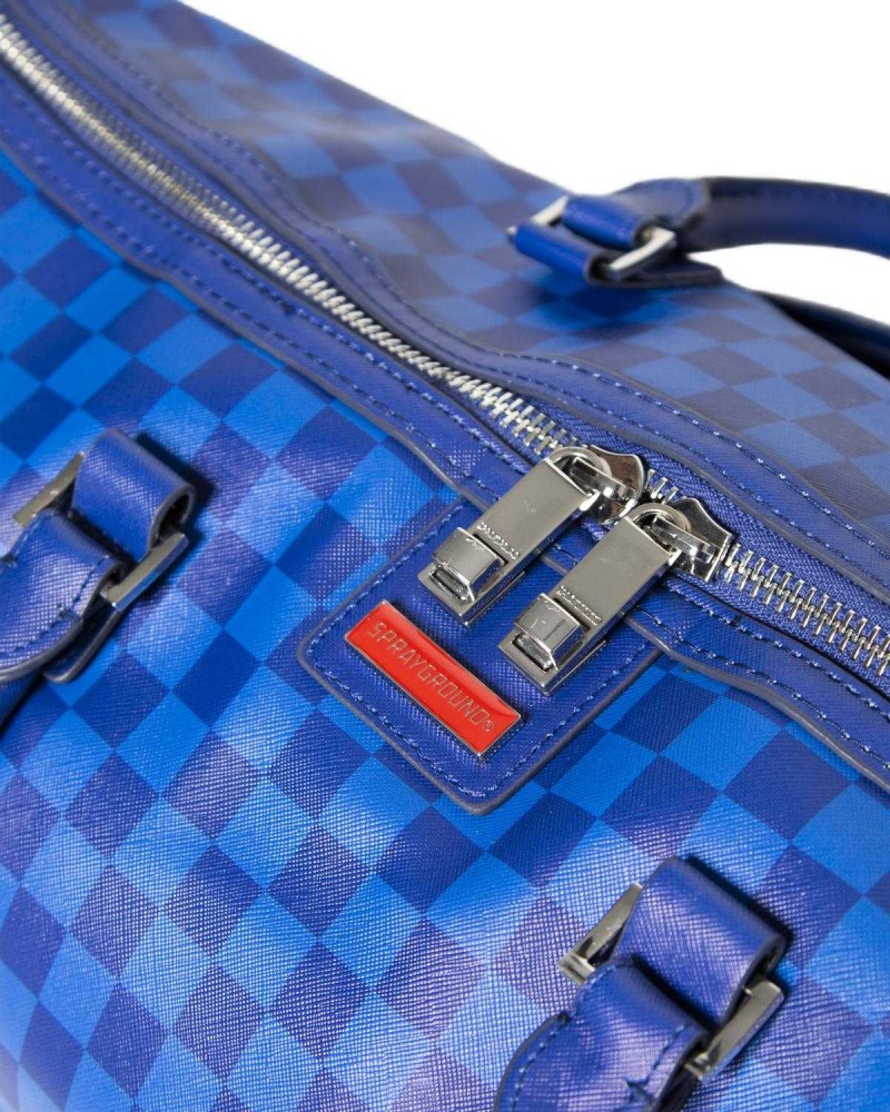 Sprayground Bag CHECKERED SHARK DUFFLE Blue Blue | GXFQC2083