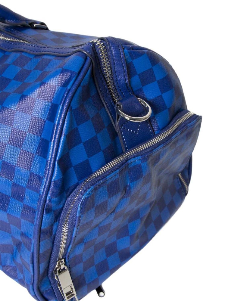 Sprayground Bag CHECKERED SHARK DUFFLE Blue Blue | GXFQC2083