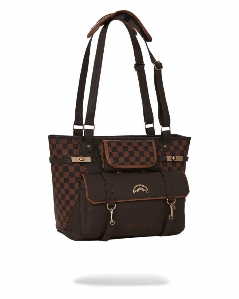 Sprayground Bag CHECKERED SPECIAL OPS TOTE Brown | GXUQM1697