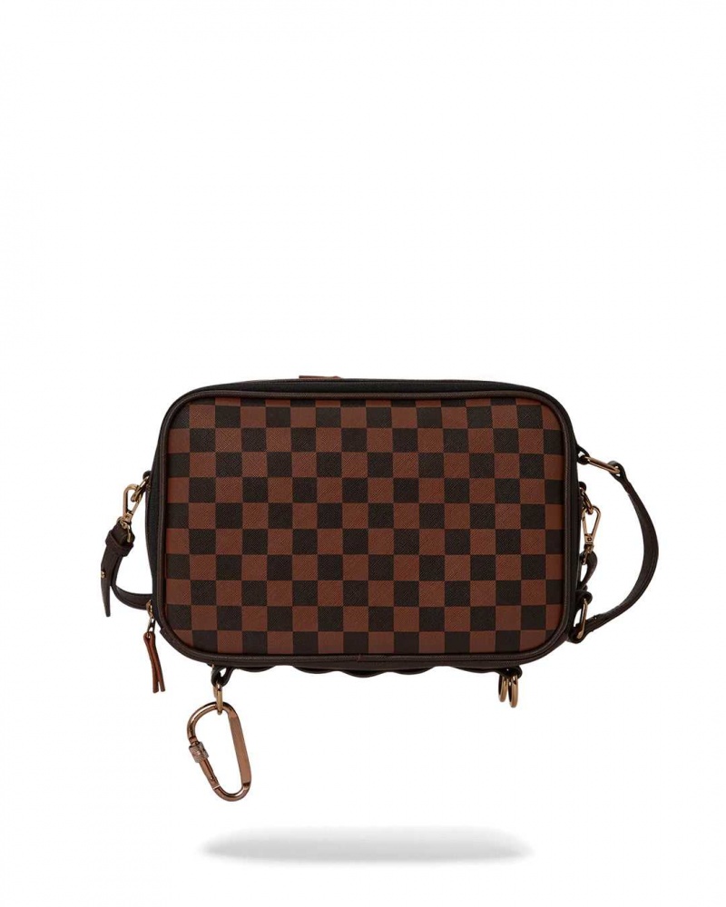 Sprayground Bag CHECKERED SPECIAL OPS TOILETRY Brown | ZFTJR7294