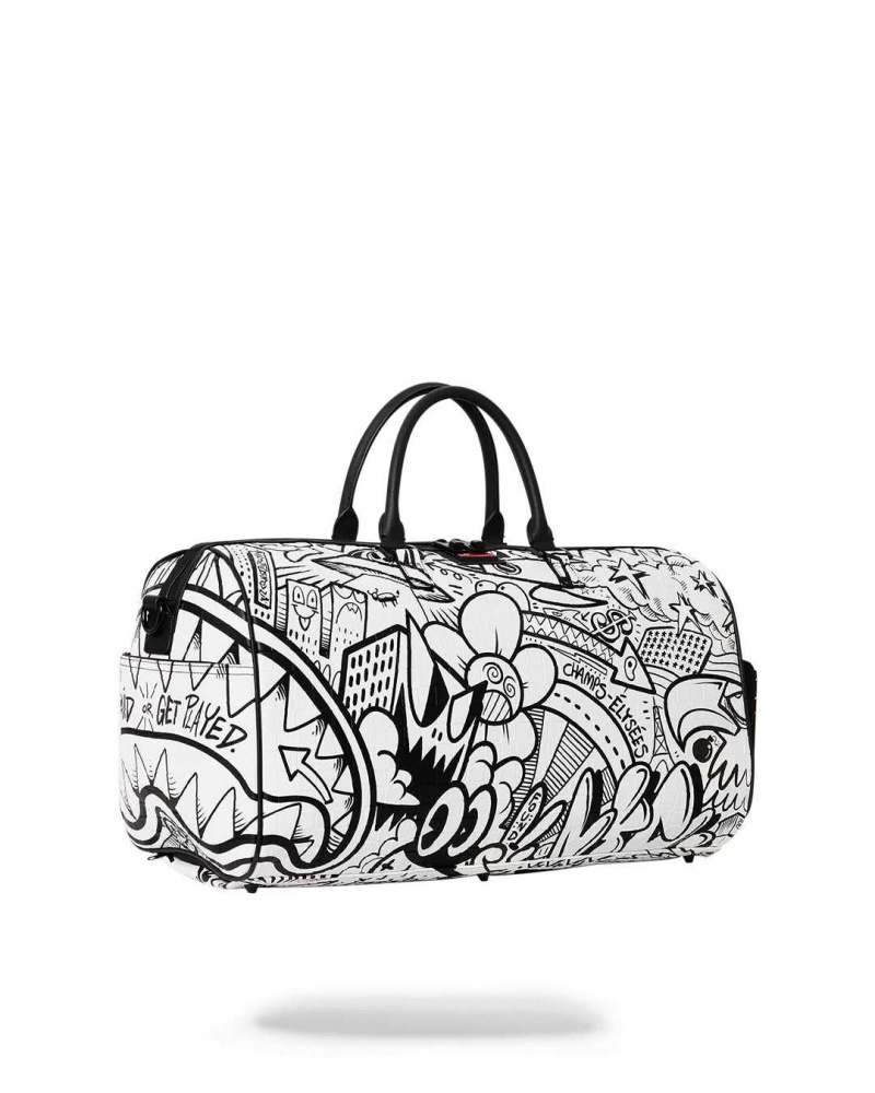 Sprayground Bag DOODLE DUFFLE White | ZNMHC4803