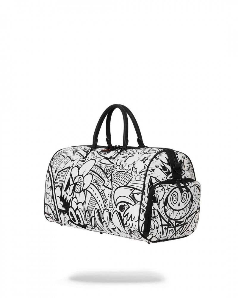 Sprayground Bag DOODLE DUFFLE White | ZNMHC4803