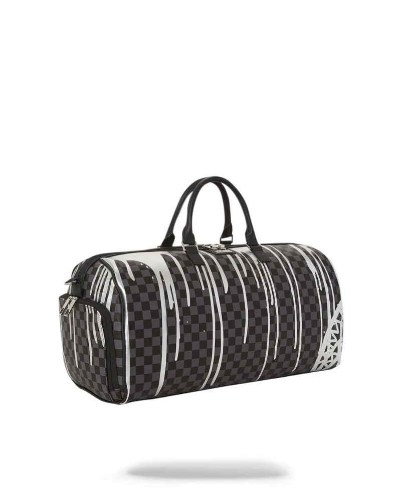 Sprayground Bag DRIPS DUFFLE Platinum Black | YSKUC1286