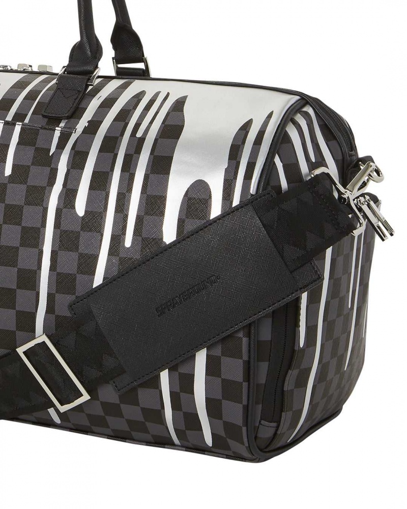 Sprayground Bag DRIPS DUFFLE Platinum Black | YSKUC1286