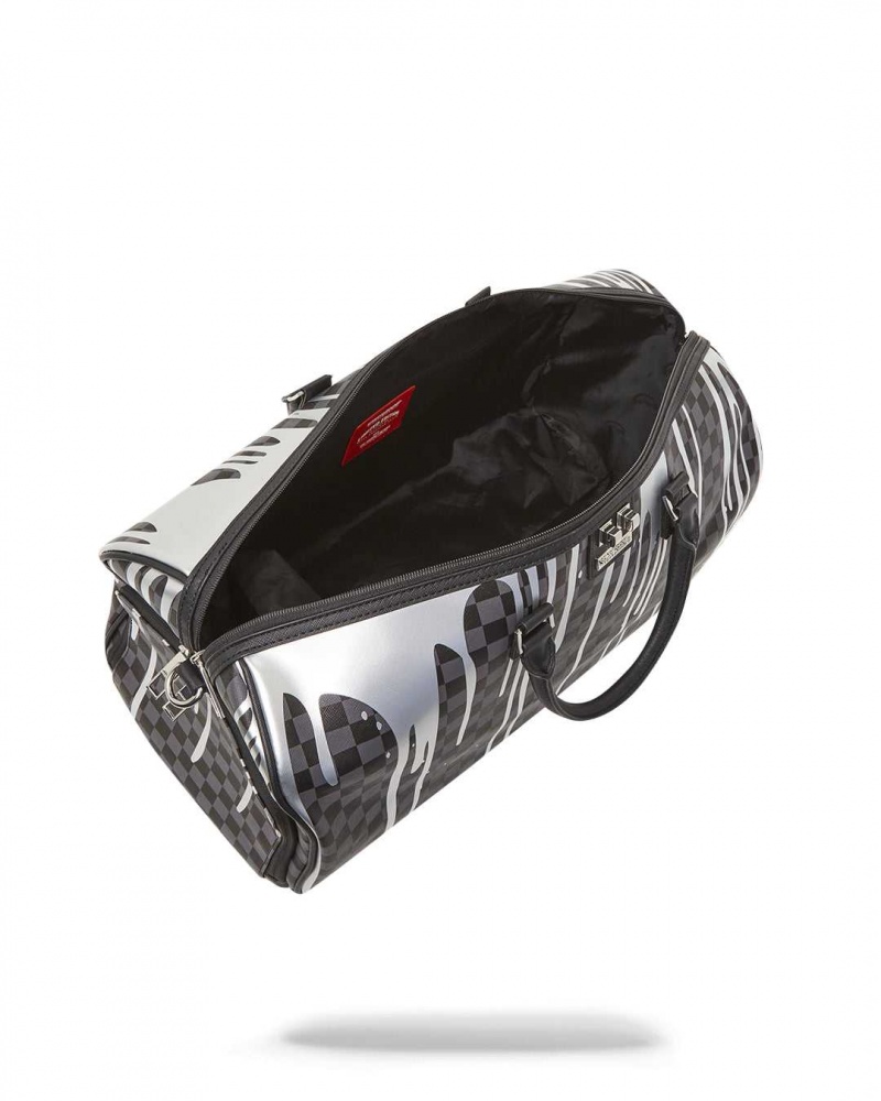 Sprayground Bag DRIPS DUFFLE Platinum Black | YSKUC1286