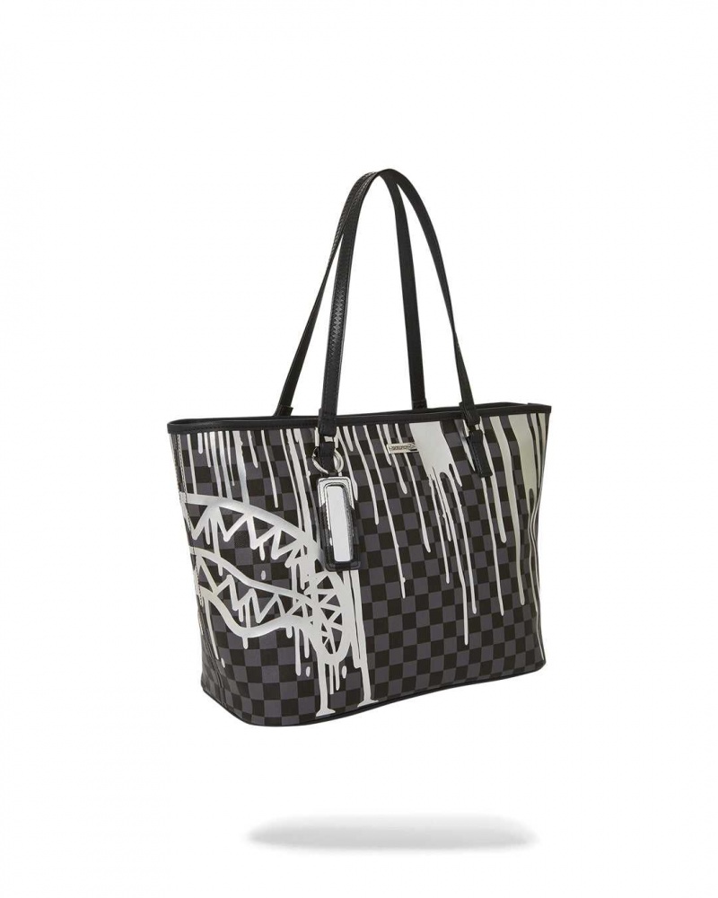 Sprayground Bag DRIPS TOTE BAG Platinum Black | PIVTQ9813