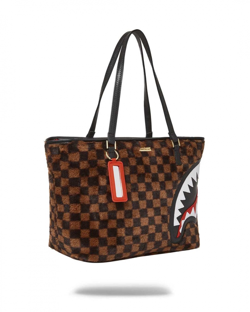 Sprayground Bag FUR SHARKS IN PARIS TOTE Brown | YPWCL1265