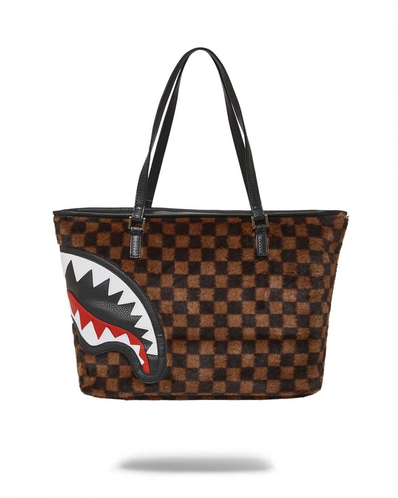 Sprayground Bag FUR SHARKS IN PARIS TOTE Brown | YPWCL1265